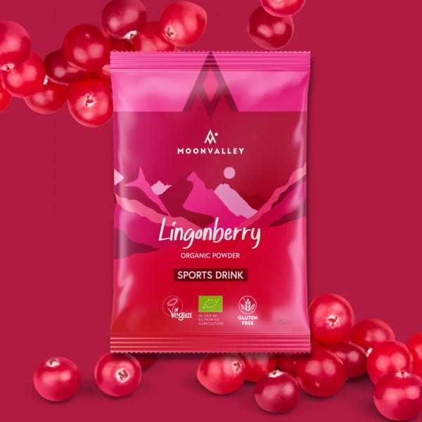 Moonvalley Organic Sports Drink - Bio-Getränkepulver Lingonberry (12 x 45 g)